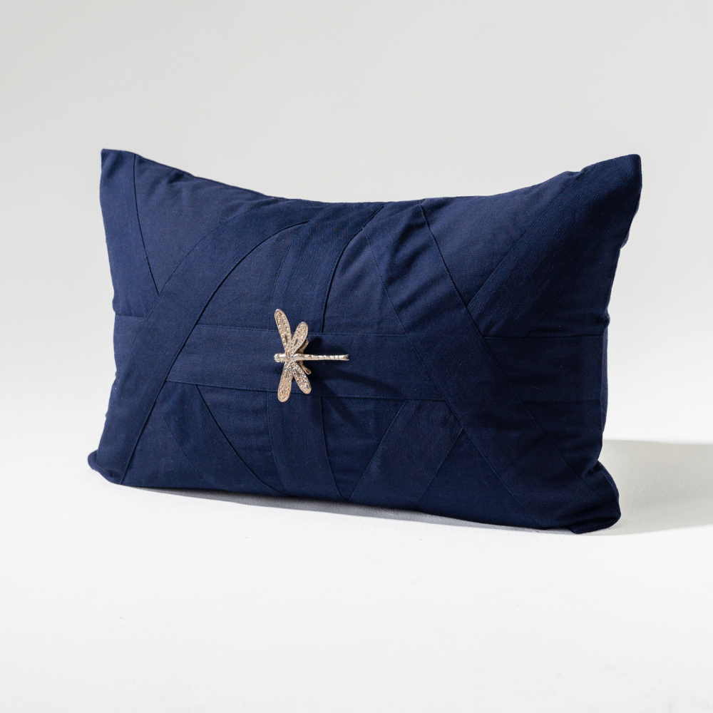 Bandhini Design House Lumber Cushion Creature Dragonfly Navy Lumbar Cushion 35 x 53cm