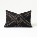 Dot Polar Black Satin Embroidered Cotton Lumbar Cushion — in stock, ready to ship