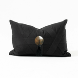 Shell Black Tassel Black Handmade Shell Embellished Lumbar Cushion