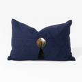 Shell Black Tassel Navy Handmade Shell Embellished Lumbar Cushion — made to order, 14–30 days