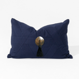 Shell Black Tassel Navy Handmade Shell Embellished Lumbar Cushion