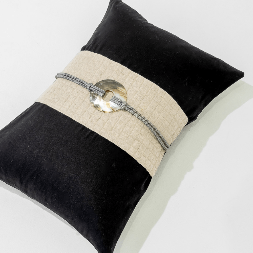 Bandhini Design House Lumber Cushion Shell Sash Linen Black Lumbar Cushion 35 x 53cm