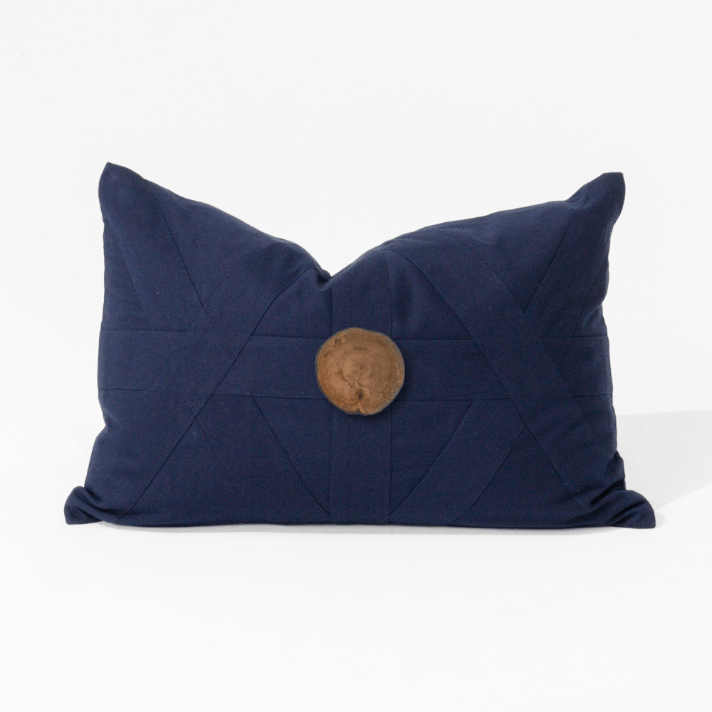 Bandhini Design House Lumber Cushion Wood Slab Navy Lumbar Cushion 35 x 53cm