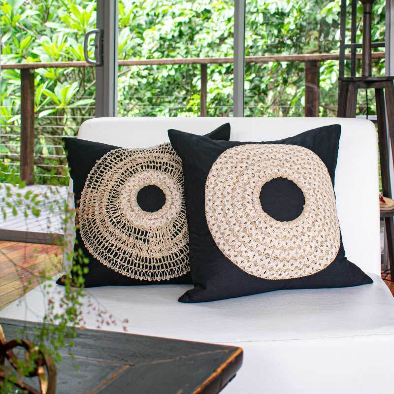 Bandhini Design House Medium Cushion African Armour Black Medium Cushion 50 x 50cm