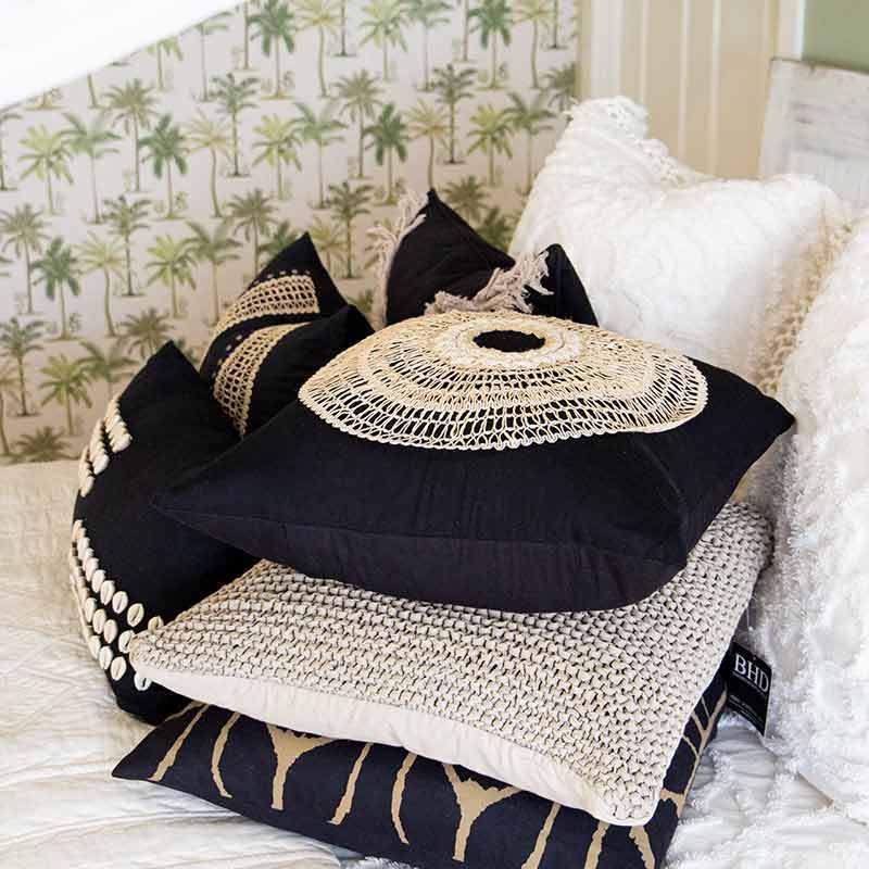 Bandhini Design House Medium Cushion African Armour Black Medium Cushion 50 x 50cm