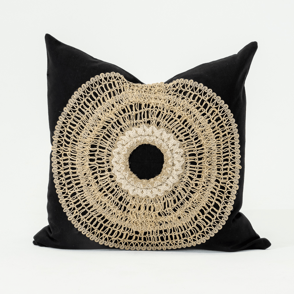 Bandhini Design House Medium Cushion African Armour Black Medium Cushion 50 x 50cm