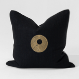 Disc Gold Black & Natural Handmade Metal Embellished Cushion Cover