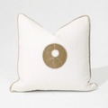 Disc Gold White & Natural Handmade Metal Embellished Cushion Cover