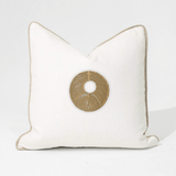 Disc Gold White & Natural Handmade Metal Embellished Cushion Cover