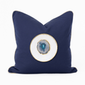 Outdoor Blue Agate Slice Piped Navy Lounge Cushion – UV Resistant