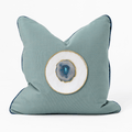 Outdoor Blue Agate Slice Piped Spa Lounge Cushion – UV Resistant — made to order, 14–30 days
