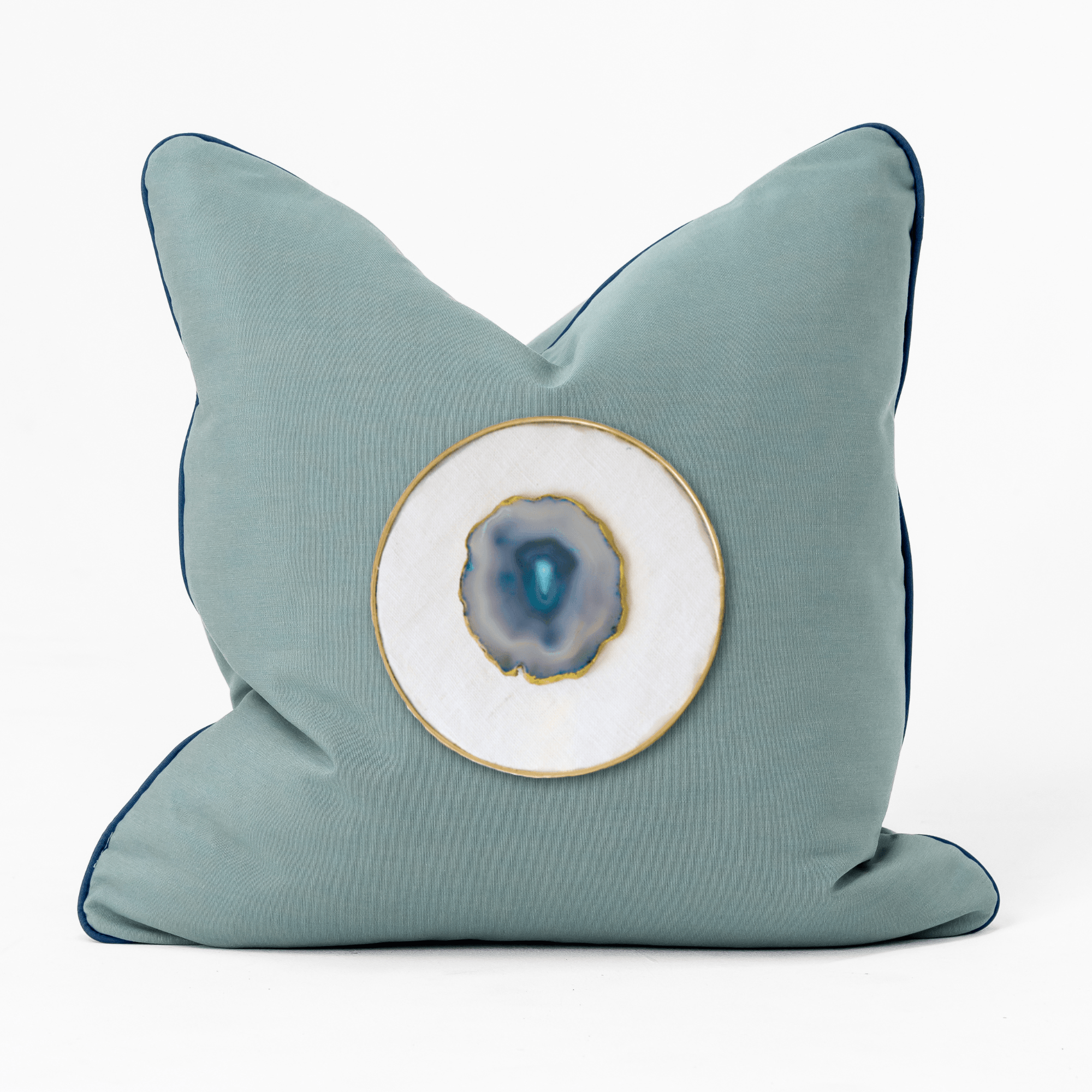 Bandhini Design House Outdoor Blue Agate Slice Piped Spa Lounge Cushion 55 x 55cm