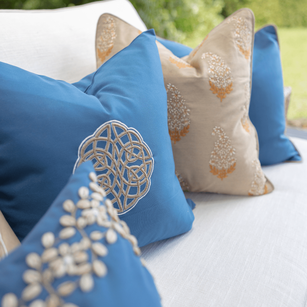 Bandhini Design House Outdoor Cushion Outdoor Celtic Knot Blue Lounge Cushion 55 x 55cm