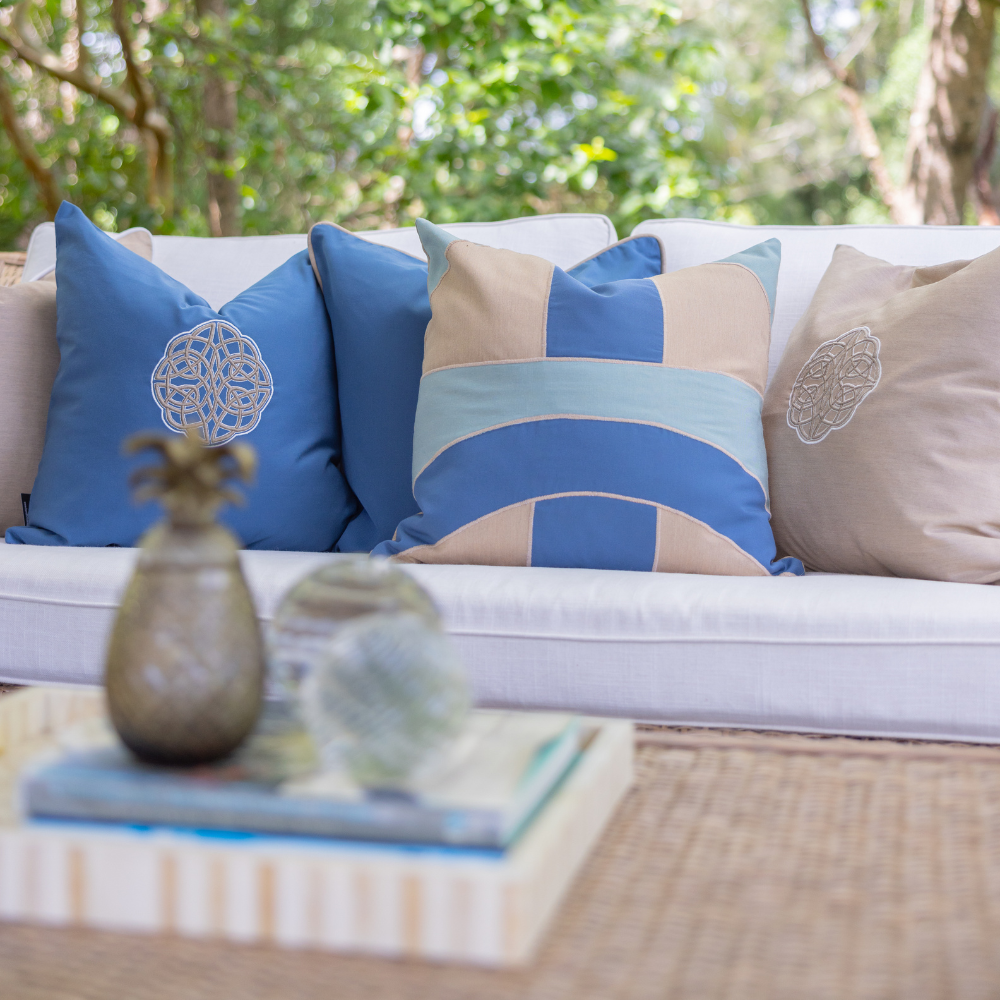 Bandhini Design House Outdoor Cushion Outdoor Celtic Knot Blue Lounge Cushion 55 x 55cm