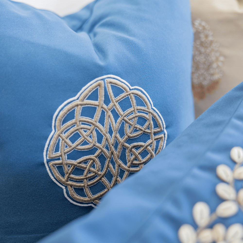 Bandhini Design House Outdoor Cushion Outdoor Celtic Knot Blue Lounge Cushion 55 x 55cm