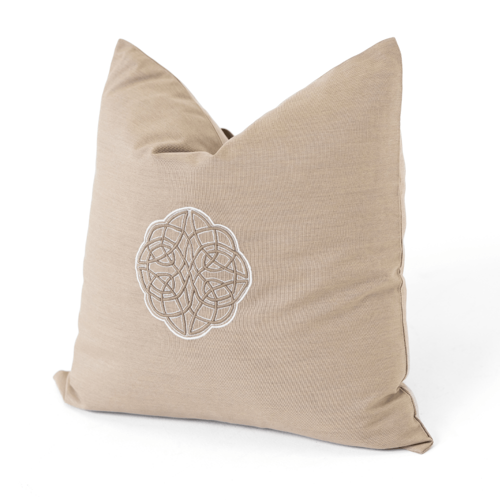 Bandhini Design House Outdoor Cushion Outdoor Celtic Knot Heather Beige Lounge Cushion 55 x 55cm