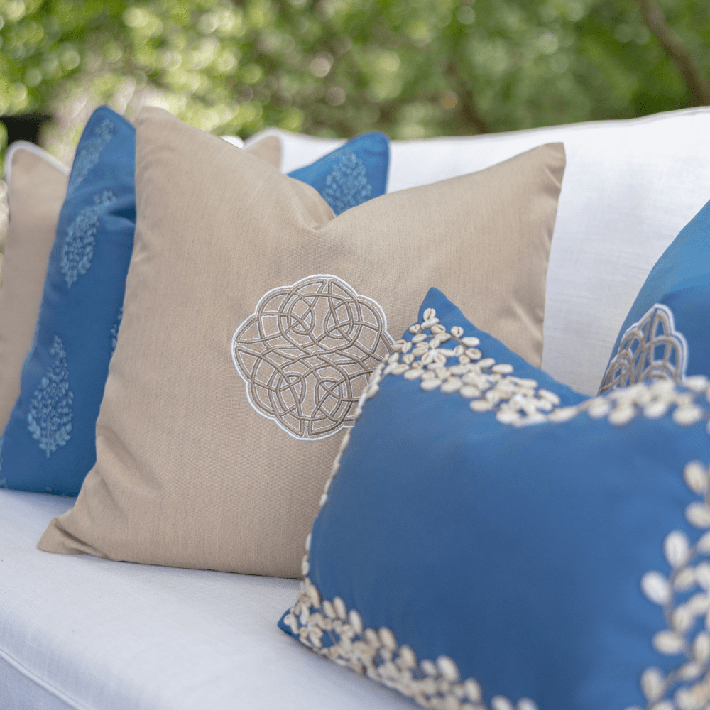 Bandhini Design House Outdoor Cushion Outdoor Celtic Knot Heather Beige Lounge Cushion 55 x 55cm