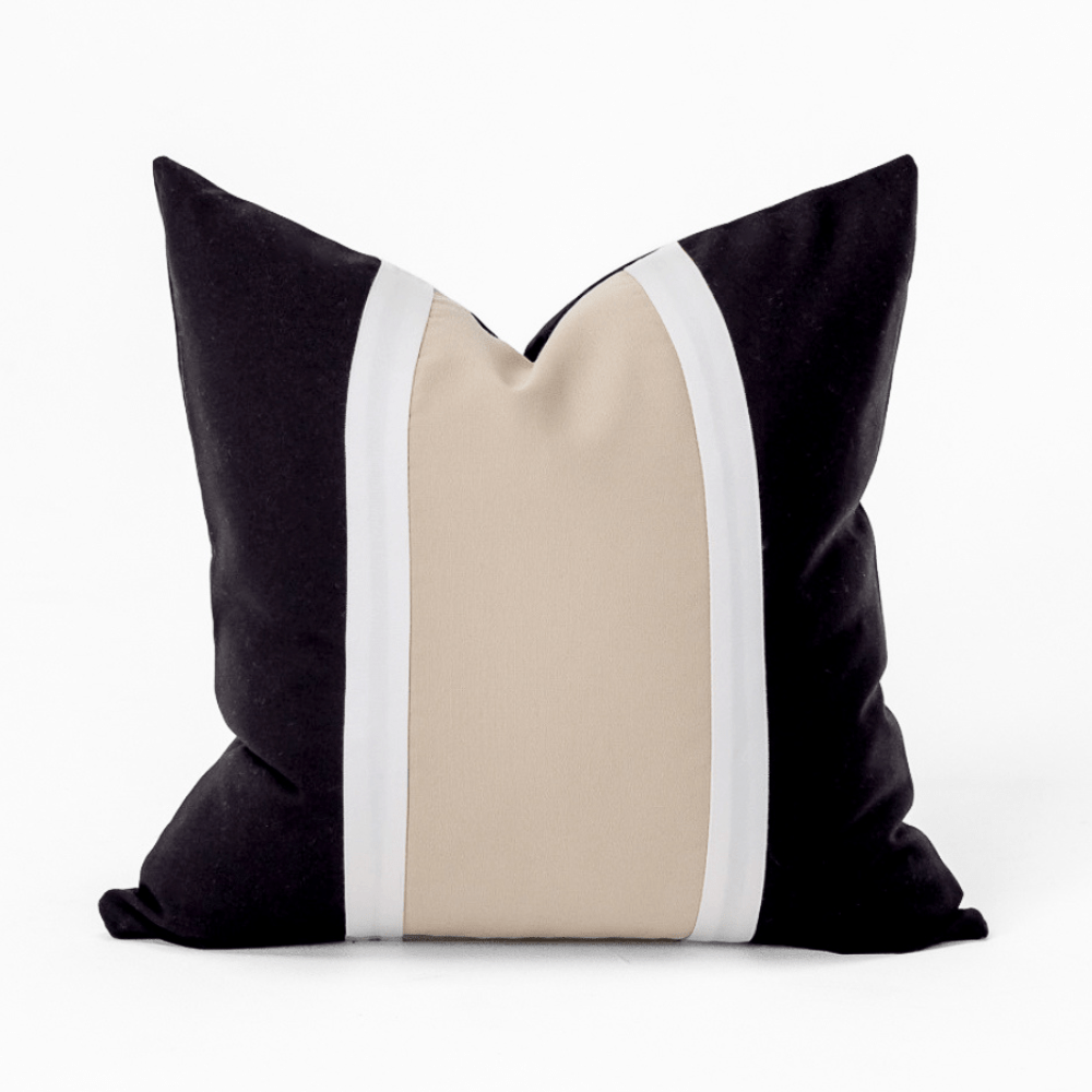 Bandhini Design House Outdoor Cushion Outdoor Nautical Regent Black Natural Medium Cushion 50 x 50cm