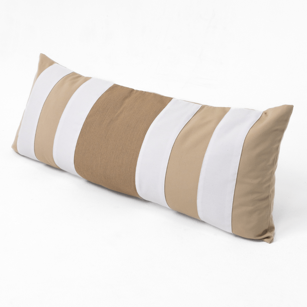 Bandhini Design House Outdoor Cushion Outdoor Nautical Regent Stripe Beige Long Lumbar Cushion 35 x 90cm