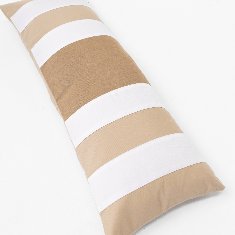 Bandhini Design House Outdoor Cushion Outdoor Nautical Regent Stripe Beige Long Lumbar Cushion 35 x 90cm