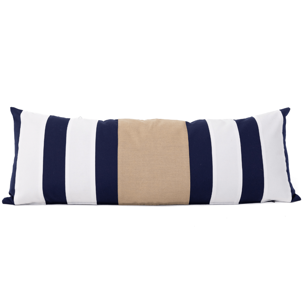 Bandhini Design House Outdoor Cushion Outdoor Nautical Regent Stripe Navy Long Lumbar Cushion 35 x 90cm