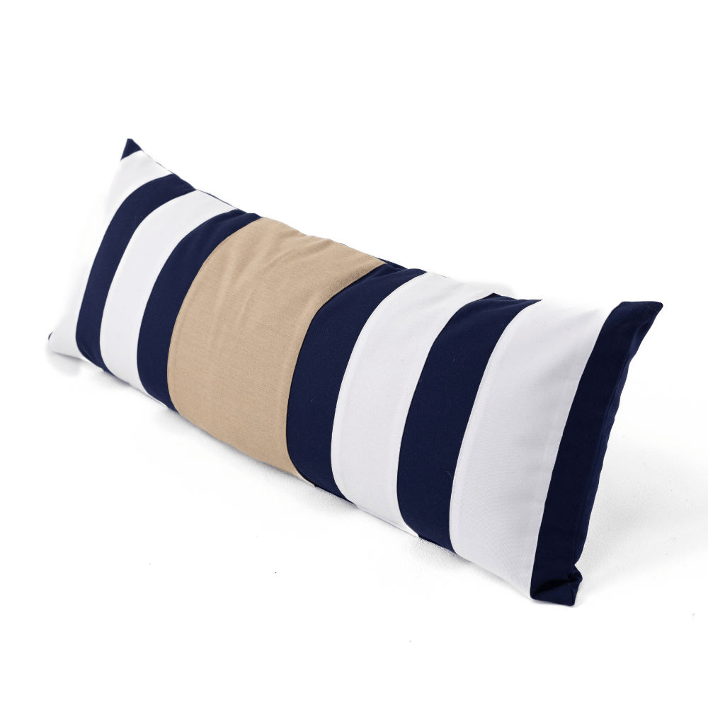 Bandhini Design House Outdoor Cushion Outdoor Nautical Regent Stripe Navy Long Lumbar Cushion 35 x 90cm