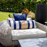 Outdoor Nautical Regent Stripe Navy Long Lumbar Cushion – UV Resistant