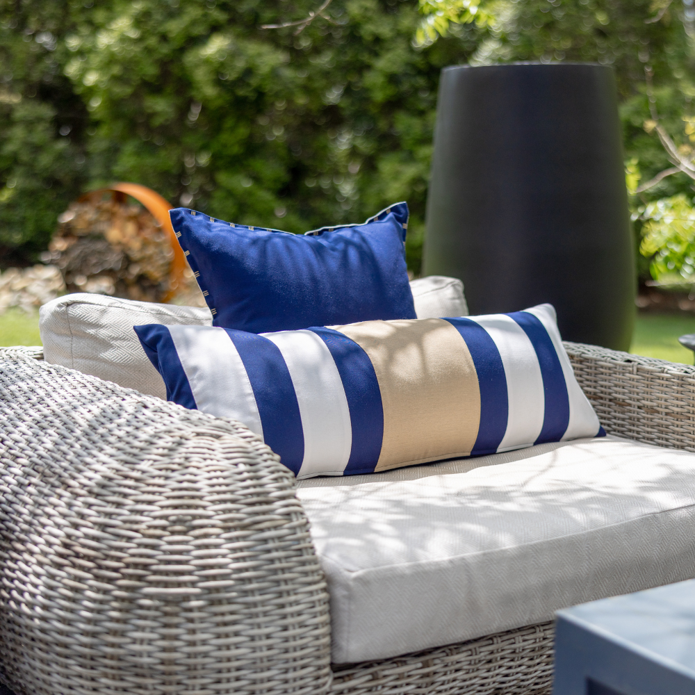 Outdoor Nautical Regent Stripe Navy Long Lumbar Cushion 35 x 90cm