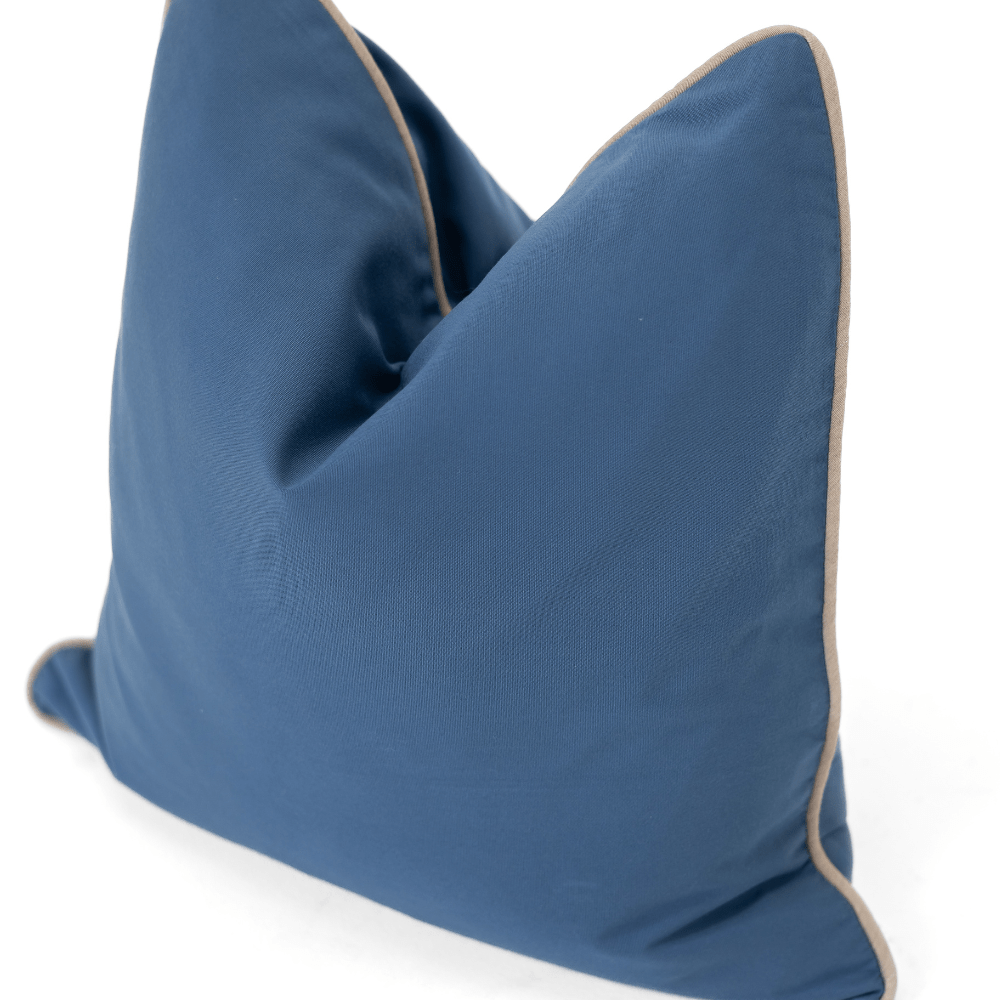 Bandhini Design House Outdoor Cushion Outdoor Piped Blue & Beige Lounge Cushion 55 x 55cm