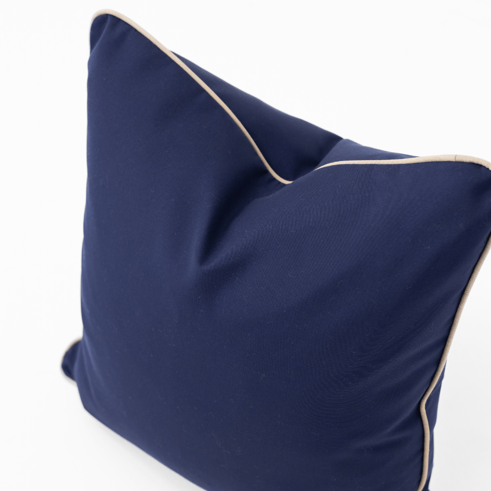 Bandhini Design House Outdoor Cushion Outdoor Piped Navy & Beige Lounge Cushion 55 x 55cm