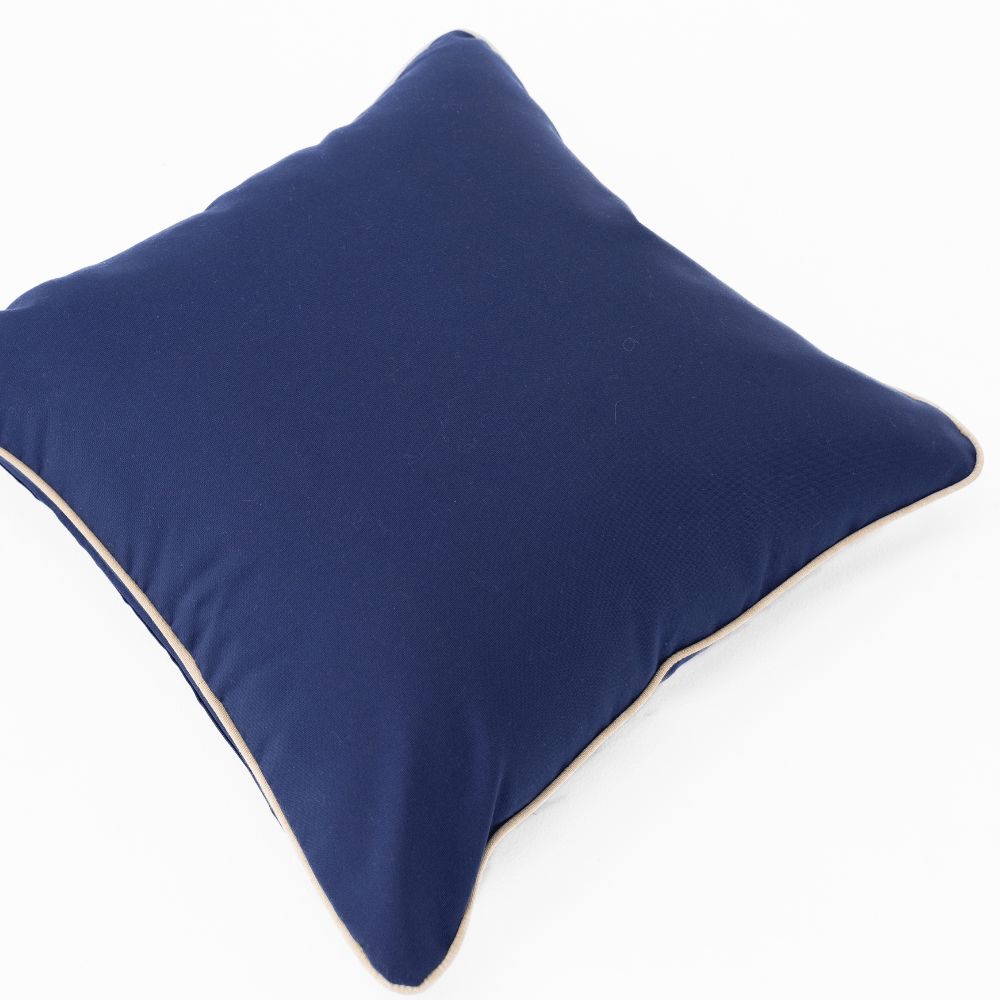 Bandhini Design House Outdoor Cushion Outdoor Piped Navy & Beige Lounge Cushion 55 x 55cm