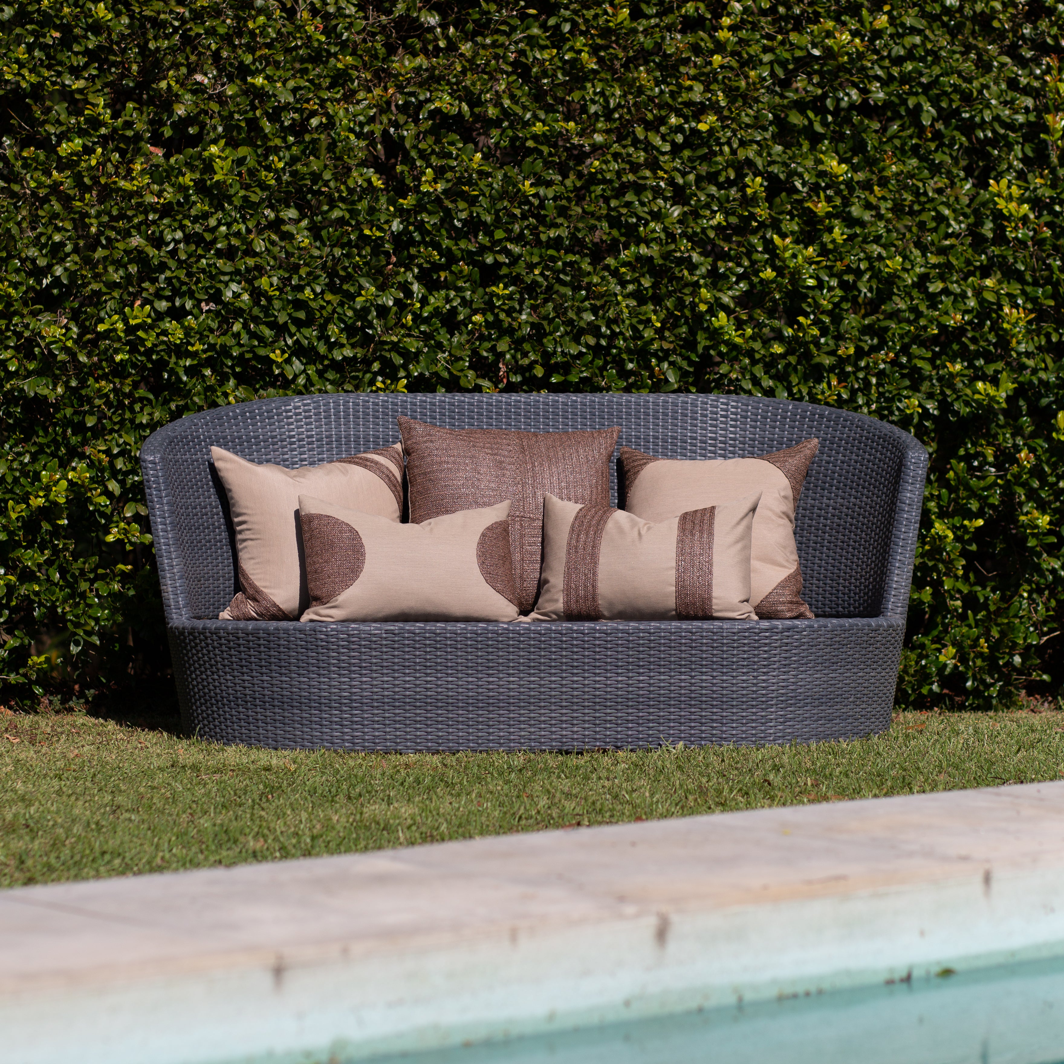 Outdoor Raffia Lines Lumbar Cushion 35 x 53cm