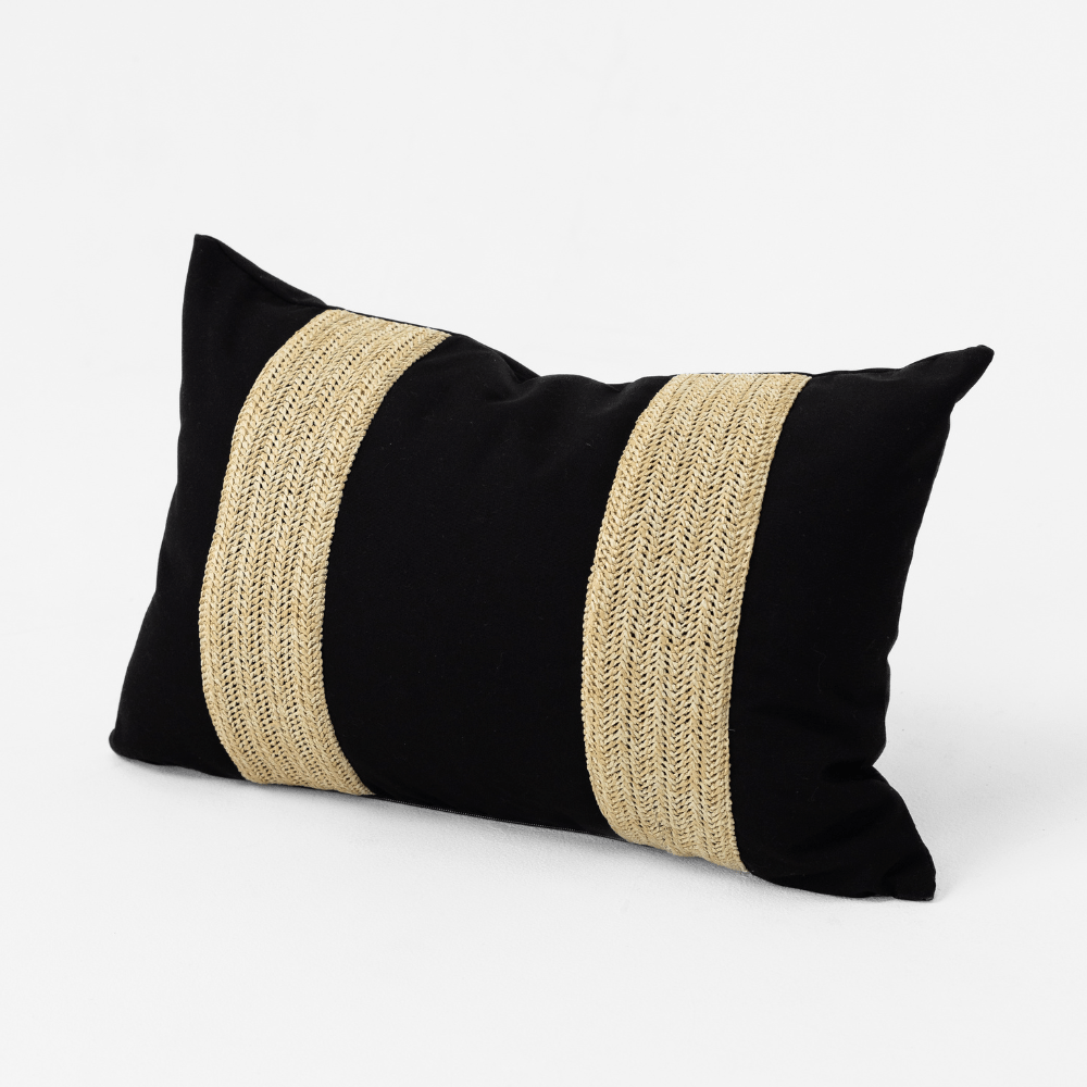 Bandhini - Design House Outdoor Cushion Outdoor Raffia Lines Lumbar Cushion 35 x 53cm