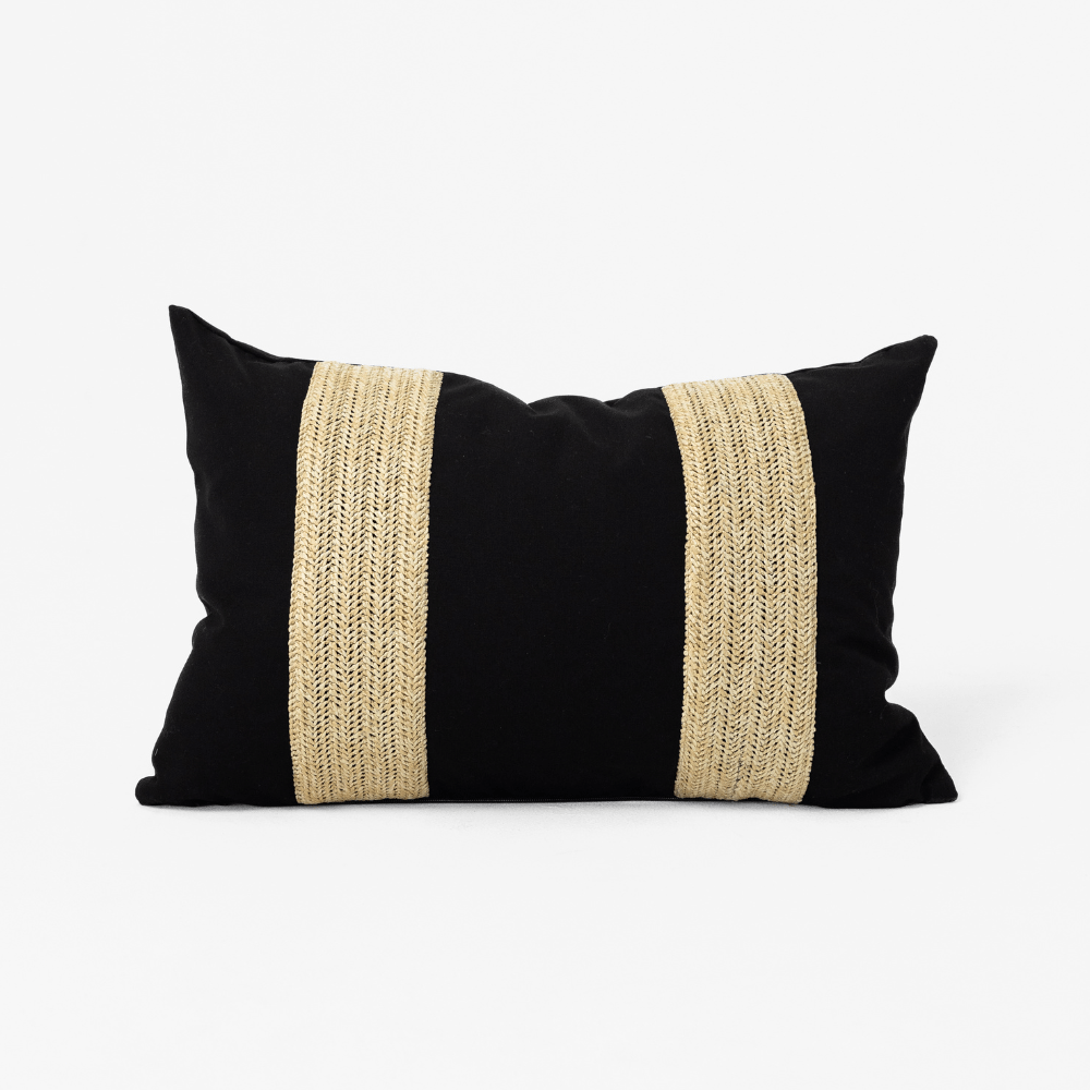 Bandhini - Design House Outdoor Cushion Outdoor Raffia Lines Lumbar Cushion 35 x 53cm