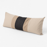 Outdoor Regent Raffia Tan Black Long Lumbar Cushion – UV Resistant
