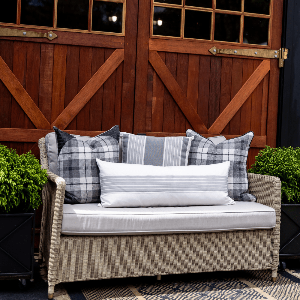 Bandhini Design House Outdoor Cushion Outdoor Ticking Stripe Long Lumbar Cushion 35 x 90cm