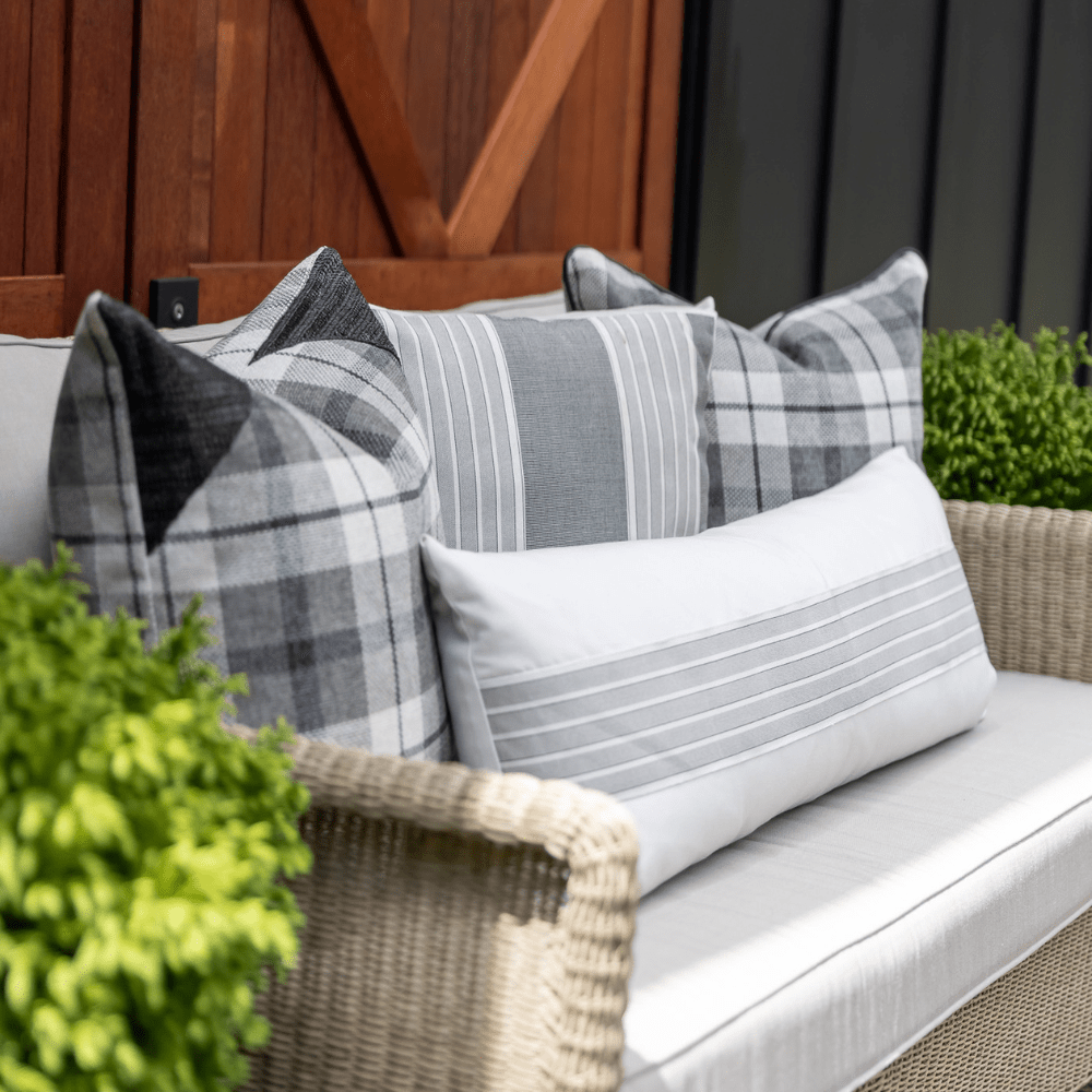 Bandhini Design House Outdoor Cushion Outdoor Ticking Stripe Long Lumbar Cushion 35 x 90cm