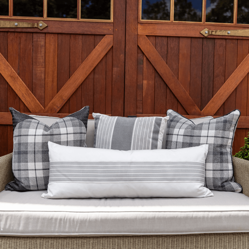 Bandhini Design House Outdoor Cushion Outdoor Ticking Stripe Long Lumbar Cushion 35 x 90cm