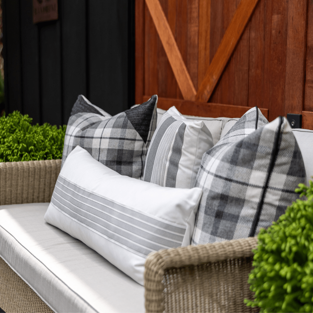 Bandhini Design House Outdoor Cushion Outdoor Ticking Stripe Long Lumbar Cushion 35 x 90cm