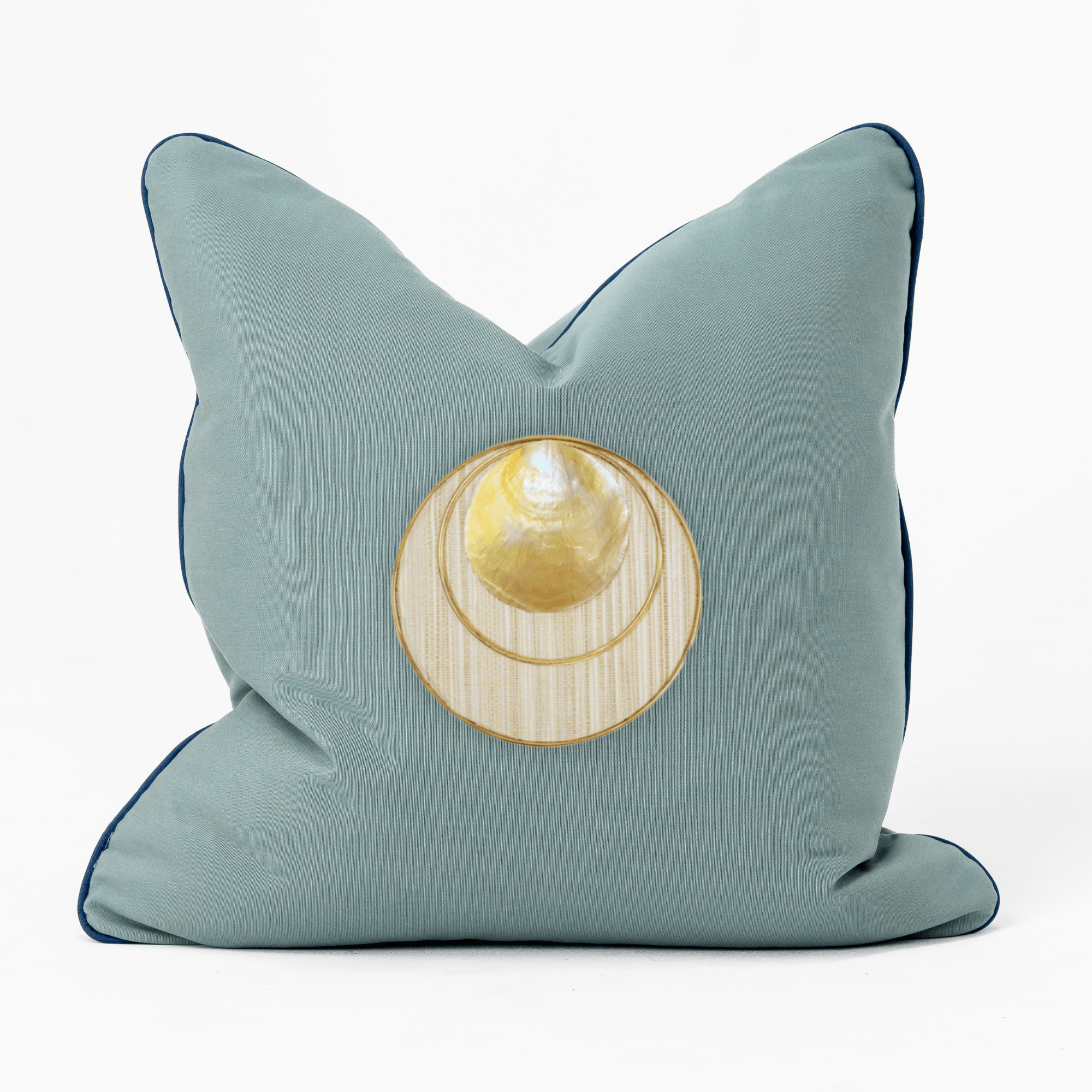 Bandhini Design House Outdoor Gold Shell Disc Spa Lounge Cushion 55 x 55cm