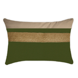 Outdoor Nautical Juliet Gold Green Lumbar Cushion 35 x 53cm