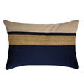 Outdoor Nautical Juliet Gold Navy Lumbar Cushion 35 x 53cm — made to order, 14–30 days