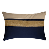 Outdoor Nautical Juliet Gold Navy Lumbar Cushion 35 x 53cm