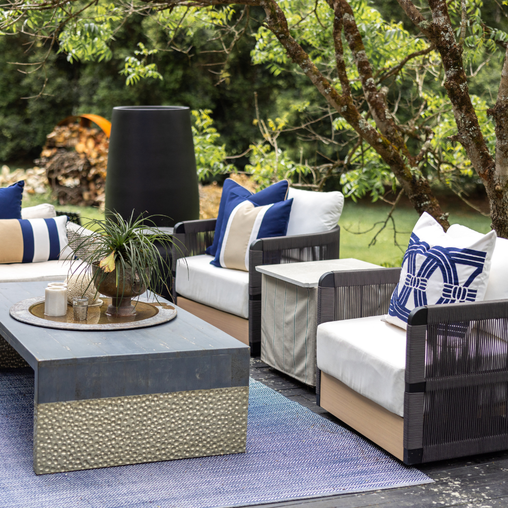 Bandhini Design House Outdoor Outdoor Barrel Navy Lounge Cushion 55 x 55cm