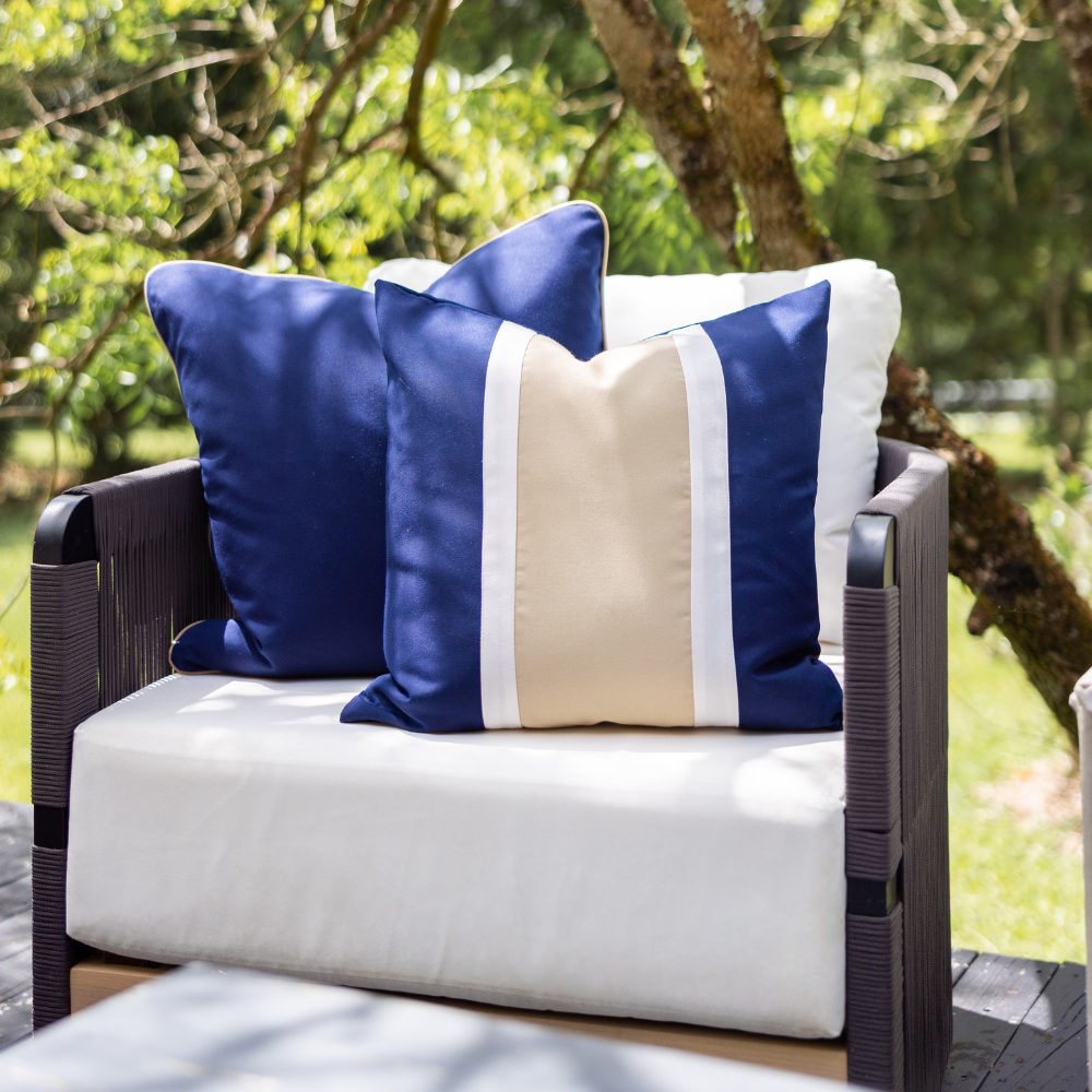 Bandhini Design House Outdoor Outdoor Nautical Regent Navy Medium Cushion 50 x 50cm