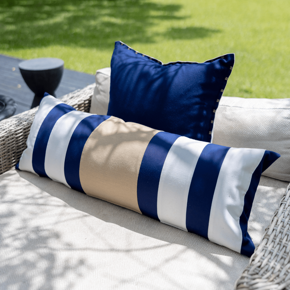 Bandhini Design House Outdoor Outdoor Nautical Reverse Navy Lounge Cushion 55 x 55cm