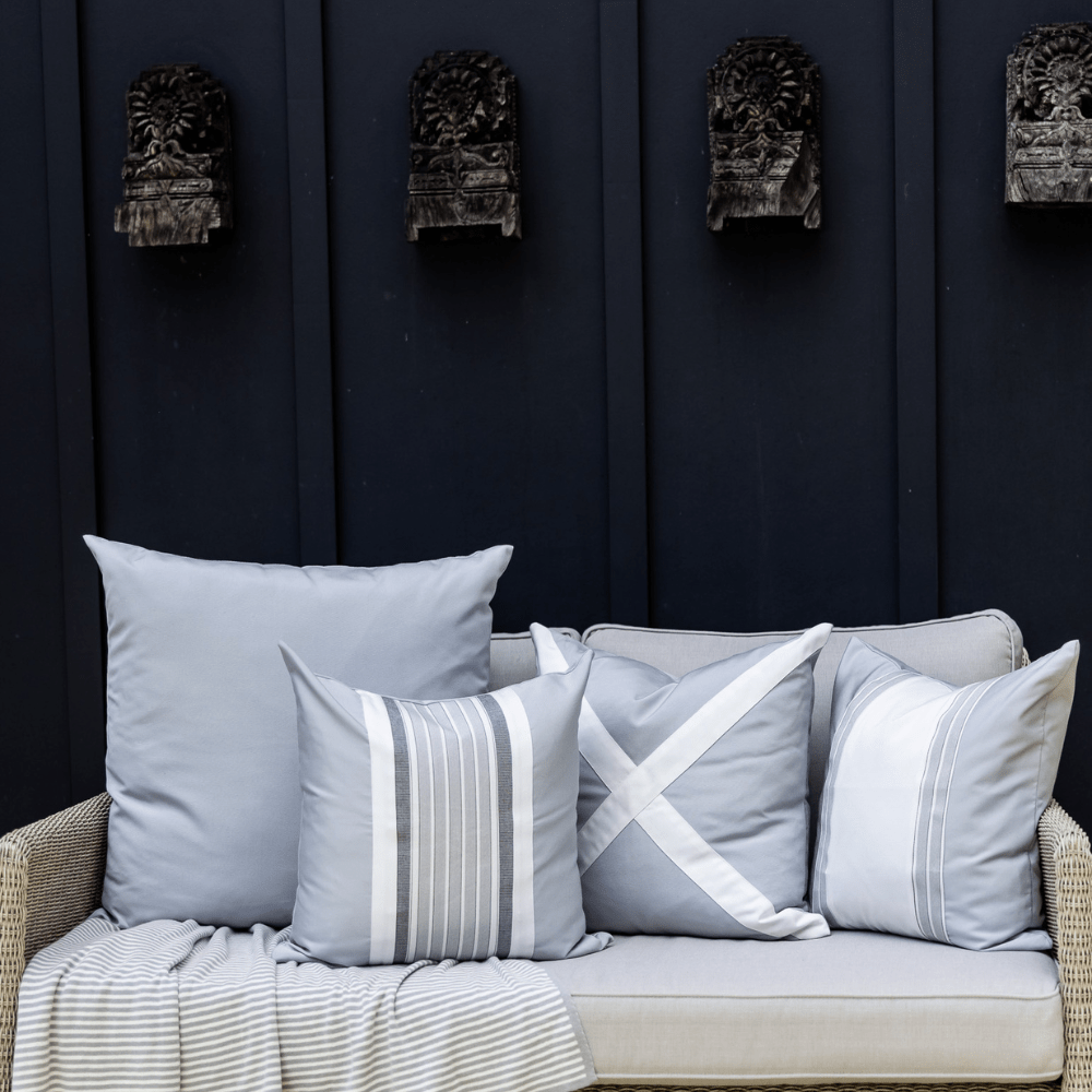 Bandhini Design House Outdoor Outdoor Nautical Ticking Medium Cushion 50 x 50cm