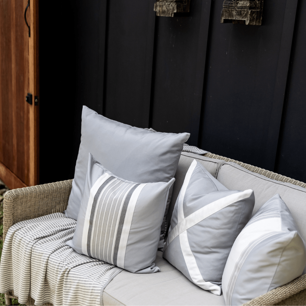 Bandhini Design House Outdoor Outdoor Nautical Ticking Medium Cushion 50 x 50cm