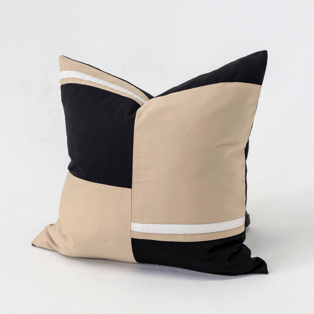 Bandhini Design House Outdoor Outdoor Nautical Uniform Edge Black & Beige Lounge Cushion 55 x 55cm