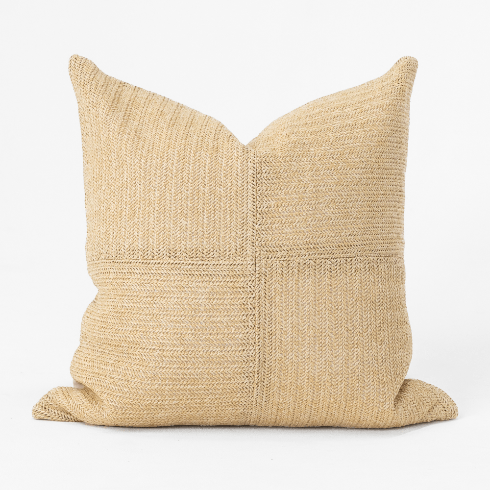 Bandhini Design House Outdoor Raffia Squares Natural Lounge Cushion 55 x 55cm